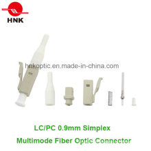 LC PC 0.9mm Simplex Multimodo Fibra Óptica Conector